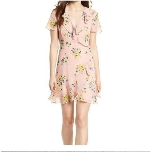 Lush Colie pink floral wrap dress - Picture 1 of 5